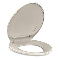 Toilet Seat, Elongated Toilet Seat with Quick-Release And Quick-Attach, Plastic Toilet Seat with Soft Close, Never Loosen, Easy Install and clean - Fits Most Elongated Toilets Almond