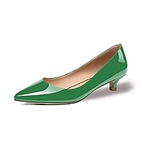 Women's Pointed Toe Patent Leather Slip On Kitten Heel Office Party Dress Shoes 1.5 Inches
