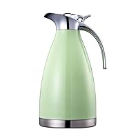 Bonnoces 68 Oz Stainless Steel Thermal Carafe - Double Walled Vacuum Insulated Thermos/Carafe with Lid - Coffee/Tea Carafe Heat & Cold Retention - 2 Liter (Green)