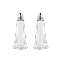 (Set of 2) 1 oz. Tower Salt and Pepper Shakers, Tall Glass Body Mini Salt and Pepper Shakers for Restaurant by Tezzorio