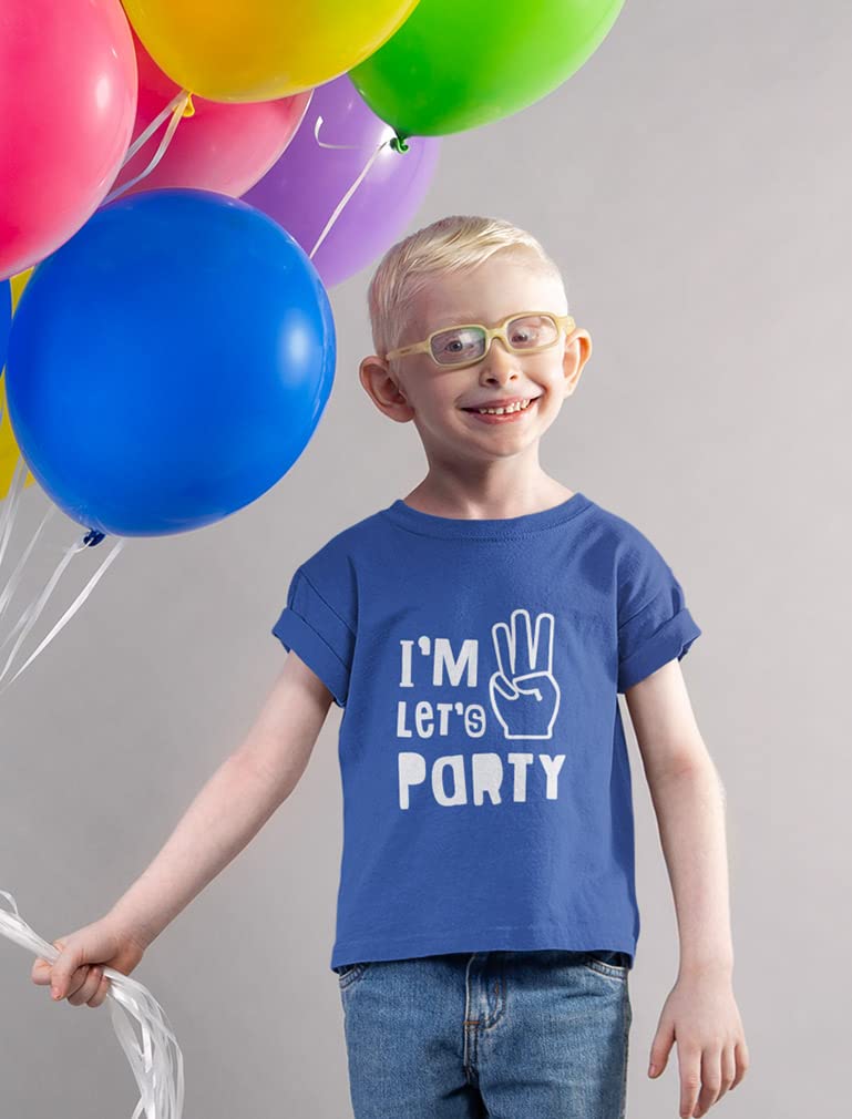 I'm Three Let's Party 3rd Birthday Shirt Cute 3rd Birthday Gift Toddler T-Shirt 3T Blue