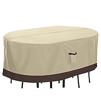 Table Cover Oval Table Cover for Heavy Furniture Outdoor Table Cover Waterproof and Dustproof Windproof Tear Resistance UV Resistance Universal Table Chair Cover 94x68x32 InchesBeige Brown