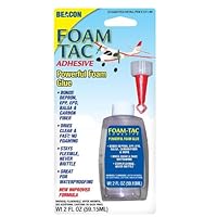BEACON Foam-Tac Powerful Glue - Fast-Drying, Waterproof, Ideal for Foam, Plastics, Balsa Wood, and Carbon Fiber - Perfect for RC Builders, 2-Ounce
