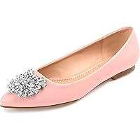 Journee Collection Womens Medium and Wide Width Pointed Toe Jewel Faux Leather Flats