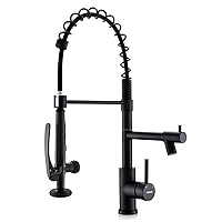 WEWE Black Kitchen Faucet with Pull Down Sprayer, Kitchen Sink Faucet with Pot Filler Single Handle Commercial High Arc Stainless Steel Matte Black for Bar Laundry RV Utility Sink