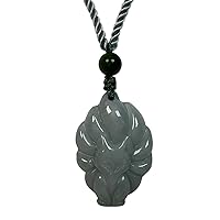 100% Genuine Natural Jade Nine Tailed Fox Necklace, Thanksgiving Valentine's Day New Year Gift for Girls Women Men, Adjustable