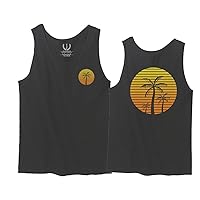 Front and Back Vintage Retro Palm Trees Beach Sunset Tropical Summer Vacation Men's Tank Top