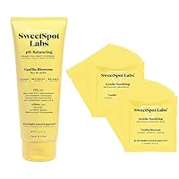 SweetSpot Labs Vanilla Blossom Bundle: Feminine Wash 8 oz + Individually Wrapped Feminine Wipes 30 Count