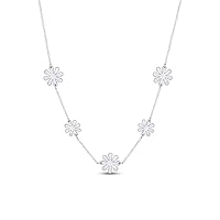 Daisy Flower Pendant Necklace In 14K Gold Over Sterling Silver With Along With 18