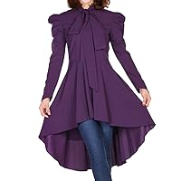 (LG only) - Pearly Kitten - Purple Gothic Victorian Edwardian Long Blouse Dress Top