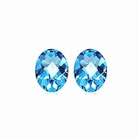 11.14 Cts of 12x10 mm AA Oval Checker Board Matching Loose Swiss Blue Topaz (2 pcs) Gemstones