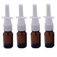 4PCS 10ML Empty Refillable Amber Glass Nasal Spray Bottle Pump Sprayers Container for Nasal Irrigation Spray Saline Water Applications
