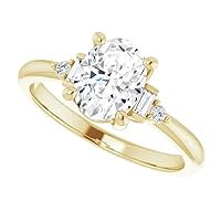 925 Silver, 10K/14K/18K Solid Gold Moissanite Engagement Ring, 1.0 CT Oval Cut Handmade Solitaire Ring, Diamond Wedding Ring for Women/Her Anniversary Propose Ring, VVS1 Colorless
