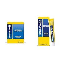 Preparation H Hemorrhoid Suppositories for Itching and Discomfort Relief - 12 Count (Pack of 1) & Hemorrhoid Ointment, Itching, Burning and Discomfort Relief - 1 Oz Tube