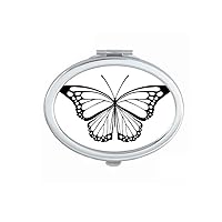 Simple Black Butterfly Specimen Mirror Portable Fold Hand Makeup Double Side Glasses