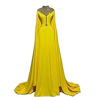 Keting Yellow Satin Crystals Mermaid Prom Evening Shower Party Dress Celebrity Pageant Gown