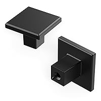 Hickory Hardware 10 Pack of Square Kitchen Cabinet Knobs, Quality Drawer and Dresser Knob, Handle Pulls for Cabinet Doors, Bathroom Drawers, 1-3/16 Inch, Matte Black