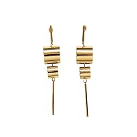 18k Gold-Plated Drum Roll Rohre Long Earrings for girls