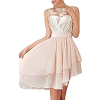 High Illusion Lace Short Bridesmaid Dresses Graduation Dresses