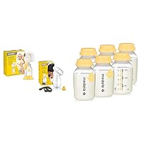 Medela Manual Breast Pump Set - Perfect Pair Bundle, Includes Harmony Manual Breast Pump & Breast Milk Collection and Storage Bottles, 6 Pack, 5 Ounce Breastmilk Container