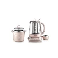 K2693 Health Pot, Health-Care Beverage Electric Kettle with Thickened Glass, 9-in-1 Fully Automatic Programmable Brew Cooker, 1.5 L, Pink