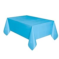 Powder Blue Solid Rectangular Plastic Table Cover (54