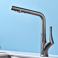 Faucets,3 Way Kitchen Tap with Pull Out Spray, Kitchen Mixer Taps Brass 360° Rotation Hot and Cold Water Filter Water Kitchen Sink Tap/Grey