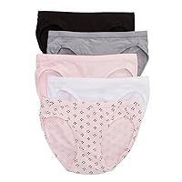 Hanes Ultimate Women's Bikini Panties Pack, Moisture-Wicking Bikini Underwear, Moderate Coverage, 5-Pack (Colors May Vary)