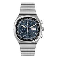 Hruodland Vinatge Quartz Chronograph Men Watches Sapphire Glass Blue Black Stainless Steel Fashion Wristwatch