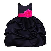 Pink Promise Black Wedding Flower Girl Special Occasion Pick Up Formal Dress with Bow