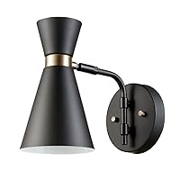 Globe Electric 65855 Belmont 1-Light Wall Sconce, Satin Black, Gold Accents, Bulb Not Included