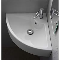 Scarabeo 8007/E-One Hole Square Ceramic Wall Mounted/Vessel Corner Sink, White