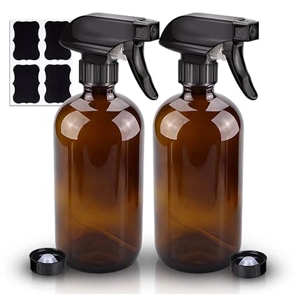 Wedama Amber Glass Spray Bottle Set & Accessories for Aromatherapy Facial Hydration Watering Flowers Hair Care,2 Pack ,16oz
