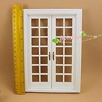 DIY Dollhouse Miniatures 1/12 Scale Double Hung 14 Panel French Glass Door White; 5.4
