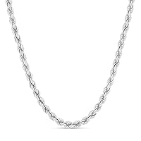 ARGENTO REALE Sterling Silver Diamond Cut Rope Chain Necklace, 1MM 2MM 3MM 4MM 5MM 6MM 7.5MM Braided Rope Chain Necklace, 925 Sterling Silver Necklace