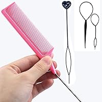 1 PCS Steel Pin Rat Tail Combs for women -2Pcs Braid Tool Loop - 1PCSBraid Ponytail Styling Maker,hair tools for styling styling comb