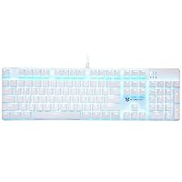Qisan Mechanical Gaming Keyboard Full Size 104 Keys US Layout Wired Blue Switch Backlit Keyboard with White Color