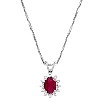 Rylos Necklaces For Women 14K White Gold - July Birthstone Pendant Necklace Ruby 6X4MM Color Stone Gemstone Jewelry For Women Gold Necklace