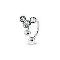 Mickey Silver 316L Surgical Stainless Steel Horseshoe With Color Gem Balls (Sold Per Piece)