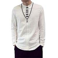Linen Pullover Shirts Sleeve Chinese Style Retro Collar