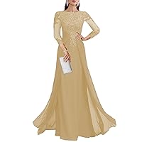 Sheath/Column Elegant Mother of The Bride Dress Scoop Neck Floor Length Chiffon Lace Wedding Guest Dress 2023