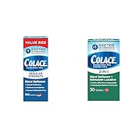 Colace Regular Strength Stool Softener 100 mg Capsules 100 Count Docusate Sodium Stimulant-Free for Gentle & 2-in-1 Stool Softener & Stimulant Laxative Tablets