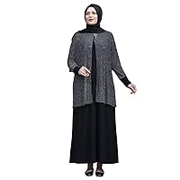 Guzide Women's Muslim Abaya Dress Gray| Hijab Ladies Long Sleeve Embroidered Evening Dresses (as1, Numeric, Numeric_16, Numeric_28, Plus, Petite, 18 US/46 EU)