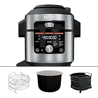 Ninja OL601 Foodi XL 8 Qt. Pressure Cooker Steam Fryer with SmartLid, 14-in-1 that Air Fries, Bakes & More, with 3-Layer Capacity, 5 Qt. Crisp Basket & 45 Recipes, Silver/Black