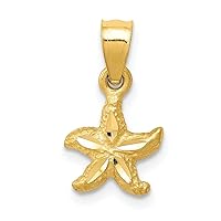 Saris and Things 14k Yellow Gold Solid Starfish Charm Pendant
