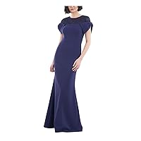 JS Collections Womens Lace Trim Knot Sleeve Evening Dress