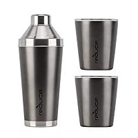 Cocktail 3-Piece Shaker Set with 10-oz. Lowball Tumblers (Charcoal)