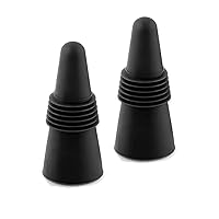 Wine Stoppers for Wine Bottles, Silicone Reusable Wine, Champagne & Beverage Bottle Stopper with Grip Top. Keeps Wine fresh, Reusable Wine Cork - Great for Weddings & Events. (Black)
