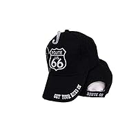 AES Get Your Kicks On US Route 66 Black Shadow Embroidered Baseball Cap Hat