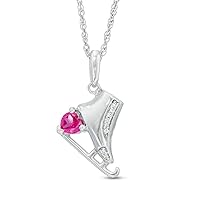 1/2 CT Created Ruby Solitaire Ice Skate Fashion Pendant Necklace 14K White Gold Finish
